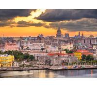 CORFOTO 2.5x1.8m Sfondo con skyline del centro di Cuba, sfondo fotografico con paesaggio della città dell'Avana, decorazioni per feste di viaggio a Cuba, sfondi per matrimoni