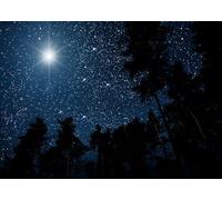 CORFOTO 2.5x1.8m Sfondo di stelle di Natale Cielo notturno stellato Sfondo fotografico Scena della Natività Stella di Betlemme Stelle sacre Natale Decorazione religiosa cristiana per chiesa
