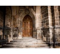 CORFOTO 2.5x1.8m Sfondo fotografico di architettura gotica Porta del Castello di Praga Cattedrale di San Vito Sfondo fotografico Viaggio Matrimonio Ritratto Photo Booth Props