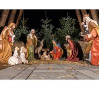 CORFOTO 2.5x1.8m Sfondo tradizionale della scena della Natività Sacra Famiglia a Betlemme Tre Re Magi Mangiatoia Nascita di Gesù Sfondo Decorazioni natalizie Cabina fotografica della chiesa