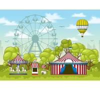 CORFOTO 2.7x1.8m Parco divertimenti Tenda da circo rossa Sfondo Carnevale Festa di compleanno a tema Sfondo fotografico Carnevale Photo Booth Banner Decorazioni Puntelli