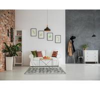 CORFOTO 2.7x1.8m Sfondo artistico per interni, sfondo fotografico per stanza in stile loft grigio e bianco, divano bianco, soggiorno moderno, sfondi per foto, studio fotografico per ritratti video