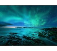 CORFOTO 3.5x2.5m Sfondo Aurora Boreale Russia Verde Aurora Boreale Sfondo Fotografico Cielo Stellato Oceano Paese delle Meraviglie Invernale Paesaggio Sfondi Decorazione Artistica per la Casa