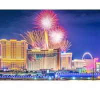 CORFOTO 3.5x2.5m Sfondo di fuochi d'artificio notturni di Las Vegas, casinò, fuochi d'artificio notturni, paesaggio urbano, sfondo di hotel e casinò, decorazioni per feste a tema di Las Vegas