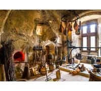 CORFOTO 3.5x2.5m Sfondo per interni di cucina vintage, Europa, antico castello, vecchio strumento da cucina, sfondo fotografico, decorazione per feste di cucina, ritratto, servizio fotografico