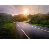 CORFOTO 3.5x3m Sfondo Autostrada per il Paradiso Strada per Cristo e la Croce Sfondo Fotografico Foresta Autostrada Sfondi Religiosi Chiesa Evento Festa di Pasqua Decorazione Foto Prop