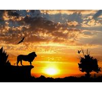 CORFOTO 3.5x3m Sfondo della foto della silhouette del leone al tramonto Decorazioni per feste a tema safari africano sfondo del paesaggio del safari nella giungla della foresta tropicale africana