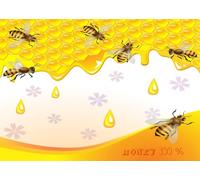 CORFOTO 3x2m Sfondo per feste in tessuto con api dolci, sfondo per fotografia con gocce di miele, sfondo per feste di primo compleanno per bambini, decorazione per cabina fotografica