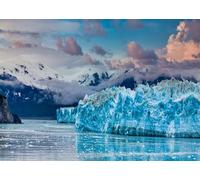 CORFOTO 4.5x2.5m Sfondo invernale del ghiacciaio Hubbard Blu Ghiaccio Lago Neve Montagna Paesaggio Fotografia Sfondo Decorazione da parete per la casa Striscione per feste di Natale