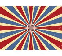 CORFOTO 4.6x3m Tessuto Motivo Raggi Solari Vintage Tonalità Rosso Blu Giallo Elementi Circo Classici Design Retrò Sfondo Foto Stile Artistico per Ripresa Festa Tema Carnevale