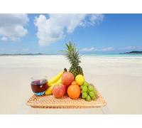 CORFOTO 5.2x3m Sfondo estivo con frutta fresca sulla spiaggia Sfondo tropicale per fotografia Decorazioni per feste a tema spiaggia Baby shower Compleanno Photo Booth