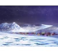 CORFOTO 5.2x3m Sfondo notturno al Polo Nord, Villaggio innevato in Islanda, Sfondo fotografico invernale, Montagna innevata, Sfondi stellati, Decorazioni per feste di Natale