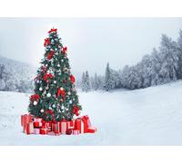 CORFOTO 5.2x3m Sfondo per alberi di Natale all'aperto Inverno Foresta di pini innevati Montagna innevata Sfondo fotografico Bambini Natale Capodanno Forniture per feste