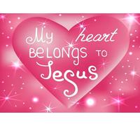 CORFOTO 6x3m Il mio cuore appartiene a Gesù, sfondo con cuore rosa e stella, decorazioni per eventi in chiesa, accessori per cabina fotografica con ritratto, striscione a tema cristiano