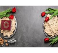 CORFOTO 6x3m Sfondo per Pasqua ebraica, gustose matzos, vino e fiori, sfondo per il Seder di Pasqua, decorazioni per interni, casa, sala da pranzo, celebrazione di Pesach