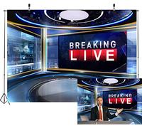 CORFOTO 7x5ft Tessuto Notizie Sfondo Fotografia Programma televisivo Ultime notizie Monitor Attrezzatura Microfono Reporter Intervista Stage Center Camera Media Registrazione video Sfondo