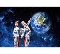 CORFOTO 8x6ft Sfondo spaziale in tessuto Universo Terra Halo Astronave Tema Fotografia Sfondo per Baby Shower Festa di compleanno per bambini Decorazione della stanza dell'ufficio