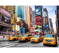 CORFOTO 9x6ft Sfondo in tessuto di New York City New York Times Square Broadway Street Neon Taxi Landmark sfondo per banchetto di nozze Banner di festa di compleanno a tema New York