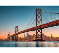 CORFOTO Sfondi San Francisco 2.7x1.8m Ponte della Baia Skyline Cavi Sospesi Città Tramonto Sul Mare Sfondo Fotografico Poliestere Decorazione Urbana Panorama Metropolitano