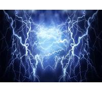 CORFOTO Sfondo in Tessuto 3.5x2.5m Tempesta di Fulmini Blu Intensa con Fulmini Elettrici Scoppiettanti, Nuvole Scure Vorticoshe e Effetti Luminosi Brillanti per Fotografia Meteorologica Drammatica