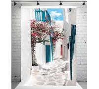 CORFOTO Sfondo strada greca Sfondo strada stretta Decorazioni per feste di compleanno Mia Sfondo a tema Mia Decorazioni per feste a tema Grecia Forniture per feste greche