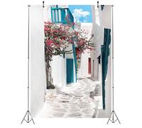 CORFOTO Sfondo strada greca Sfondo strada stretta Decorazioni per feste di compleanno Mia Sfondo a tema Mia Decorazioni per feste a tema Grecia Forniture per feste greche