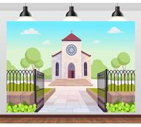 CORFOTO Sfondo tessile 3.6x3m chiesa cattolica. Sfondi per battesimi, matrimoni, compleanni e decorazioni scolastiche.