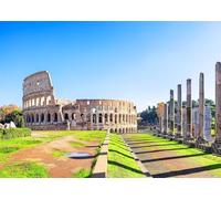 CORFOTO Tessuto 1,5x1,2m (5x4FT) Sfondo Colosseo Foro Romano Rovine Antiche Cielo Blu per Viaggio in Italia Storia Festa Adulti
