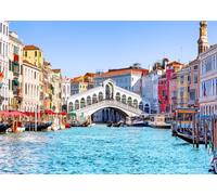 CORFOTO Tessuto 1,5x1m (5x3FT) Sfondo Ponte di Rialto Venezia Canal Grande Gondole Edifici Colorati per Viaggio in Italia Matrimonio Adulti