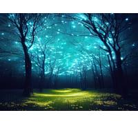 CORFOTO Tessuto 1.5x1m Sfondo Foresta Incantata Luci Blu Luminose Foresta Magica Scena Sfondo Fotografico per Compleanno Bambino Favola Accessori Foto