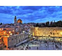 CORFOTO Tessuto 2.7x1.8m Città Vecchia di Gerusalemme Sfondo Cupola della Roccia e Muro del Pianto al Crepuscolo Sfondo Fotografico per Festa a Tema Viaggio Terra Santa Accessori Foto