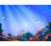 CORFOTO Tessuto 3.5x3m Sfondo Mondo Subacqueo Scogliere di Corallo Colorate Pesci Tropicali Bolle Raggi Solari Sfondo Fotografico per Festa a Tema Sirena Compleanno Bambino Accessori Foto