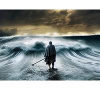 CORFOTO Tessuto 3x2.5m Mosè che Divide il Mar Rosso Sfondo Acque Divine Sfondo Fotografico per Decorazioni di Festa a Tema Religiosa Accessori per Sessioni Fotografiche Bibliche