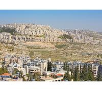 CORFOTO Tessuto 3x2.5m Sfondo Paesaggio Urbano di Gerusalemme Edifici Residenziali in Collina Medio Oriente Sfondo Fotografico per Festa Matrimonio Viaggio Culturale Accessori Foto