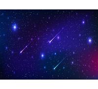 CORFOTO Tessuto 3x2.5m Sfondo Pioggia di Stelle Cadenti Cielo Stellato Viola Blu Stelle Cadenti Galassia Cosmica Scena Naturale Sfondo Fotografico per Festa Matrimonio Cielo Notte Foto