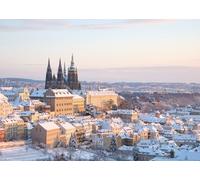 CORFOTO Tessuto 3x2m Sfondo Castello di Praga Paesaggio Innevato di Praga Cattedrale di San Vito Sfondo Fotografico per Festa Matrimonio Viaggio Invernale Accessori Foto