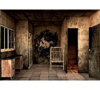 CORFOTO Tessuto 3x2m Sfondo Reparto Ospedaliero Abbandonato Reparto Infestato Letto Vecchio Scena Sfondo Fotografico per Festa Horror Halloween Accessori Foto