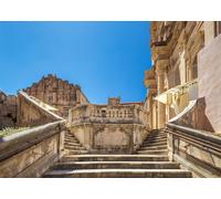 CORFOTO Tessuto 3x2m Sfondo Scalinata di Dubrovnik Architettura Barocca Passaggi in Marmo Cielo Blu Chiaro Sfondo Fotografico per Decorazioni di Festa a Tema Viaggio Accessori Foto
