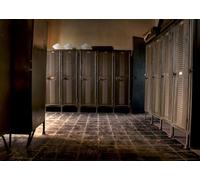 CORFOTO Tessuto 3x2m Sfondo Spogliatoio Abbandonato Armadietti Metallici Industriali Vintage Interno Rustico Sfondo Fotografico per Festa a Tema Urbano Accessori Foto