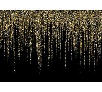 CORFOTO Tessuto 4.5x2.5m Confetti Dorati Brillantini Sfondo Scintille Dorate Cadenti su Sfondo Nero Sfondo Fotografico per Festa a Tema Celebrazione Accessori Foto
