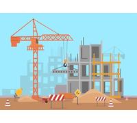 CORFOTO Tessuto 4.5x2.5m Sfondo Cantiere Edile Gru Edificio in Costruzione Tema Sviluppo Urbano Sfondo Fotografico per Compleanno Bambino Festa Costruzione Accessori Foto