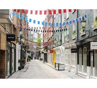 CORFOTO Tessuto 4.5x3m Sfondo Bandierine Colorate Londra Strada Pavimentata Sfondo Fotografico per Decorazioni di Festa a Tema Britannico Accessori per Sessioni Fotografiche di Viaggio