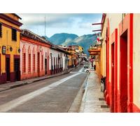 CORFOTO Tessuto 4.5x3m Sfondo Strada Colorata Messicana Città Coloniale San Cristobal de las Casas Sfondo Fotografico per Festa Matrimonio Viaggio Culturale Accessori Foto