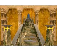 CORFOTO Tessuto 4.5x3m Tempio Egiziano Antico Sfondo Pilastri Geroglifici e Scala in Marmo nella Tomba del Faraone Sfondo Fotografico per Festa a Tema Storia Egiziana Accessori Foto