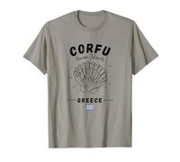 Corfù Shell Bandiera Greca Isola Vongole Grecia Isole Ionie Maglietta