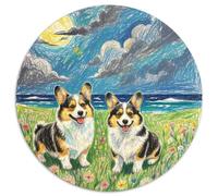 Corgi 1000 Pezzi Puzzle Animal Dog Puzzle Rotondo Per Adulti O Bambini Regalo Arte Ecofriendly 1000pcs (67.5x67.5cm)