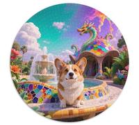 Corgi 1000 PezziPuzzle Cute Pets Puzzle Circolare Giochi Intellettuali Puzzle Arte Gioco Di Sfida Creativa Unica (67.5x67.5cm)