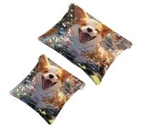 Corgi-1508 - Trousse per cosmetici, impermeabile, portatile, senza cerniera, 2 pezzi, Multicolore 01, A：7.1x5.8in/18x14.8cm，B:4.7x4.5in/12x11.5cm