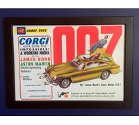 Corgi 261 James Bond con Cornice A4 Misura Locandina Negozio Segnale 1966 Aston
