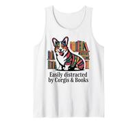 Corgi Art Books Nerds Corgi Reader Cozy Corgi Lovers Corgis Canotta